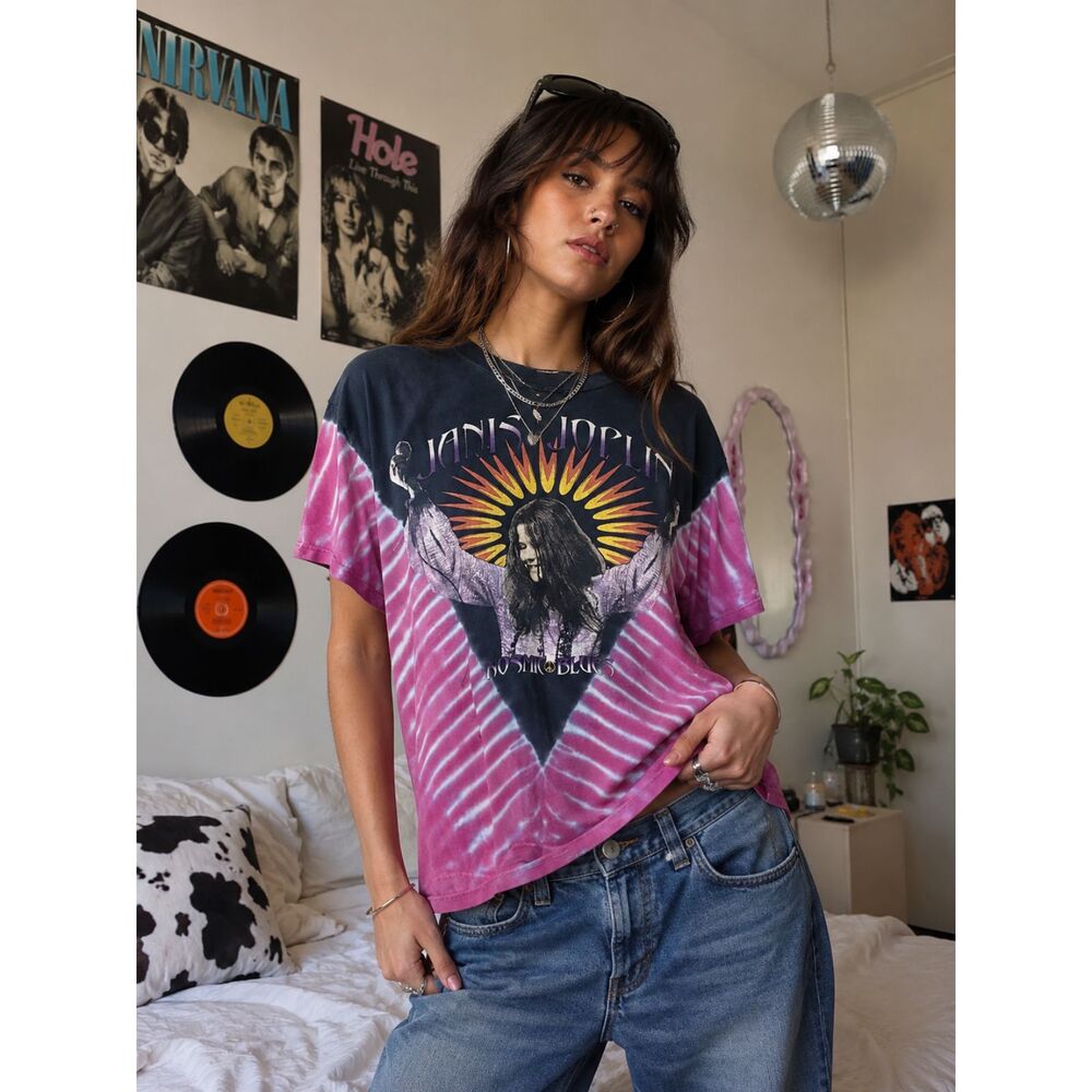 Vintage Janis Joplin Sundog Tie Dye T Shirt Tee Top   Women's Size Medium